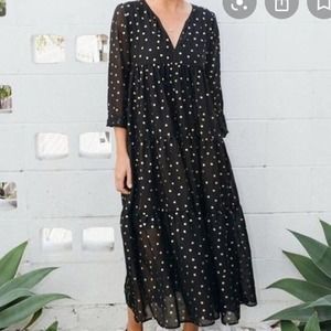 CHRISTY DAWN Paloma Dress Hearts Black Maxi Dress XS/S